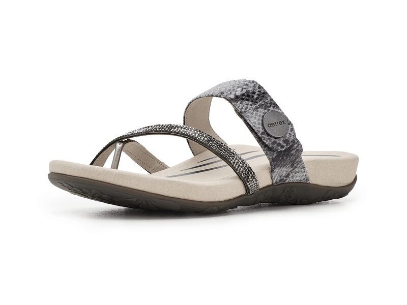 エイトレックス レディース シューズ サンダル Aetrex Izzy Sparkle Thong Sandal Petwer