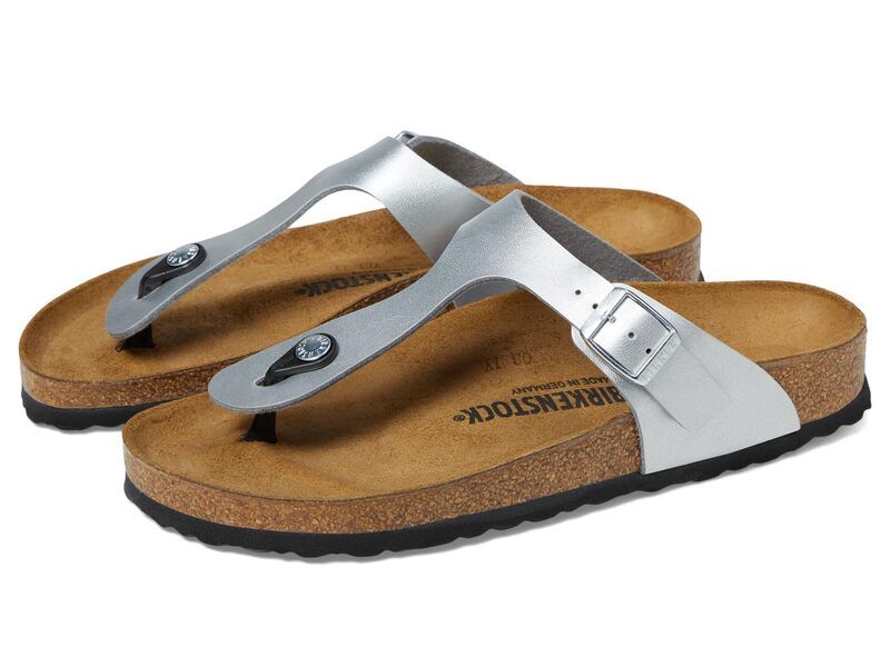 ビルケンシュトック レディース シューズ サンダル Birkenstock Gizeh BirkoFlor Birkibuc Metallic Silver Birko Flor シルバー
