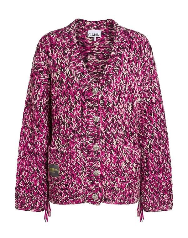 ガニー レディース アウター カーディガン GANNI Magenta マゼンタ