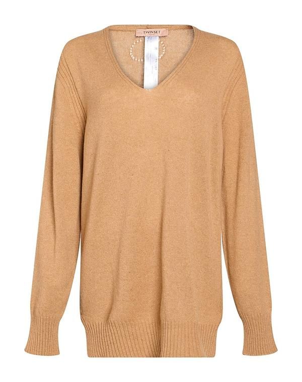 ツインセット レディース アウター カーディガン カシミヤニット TWINSET Camel キャメル