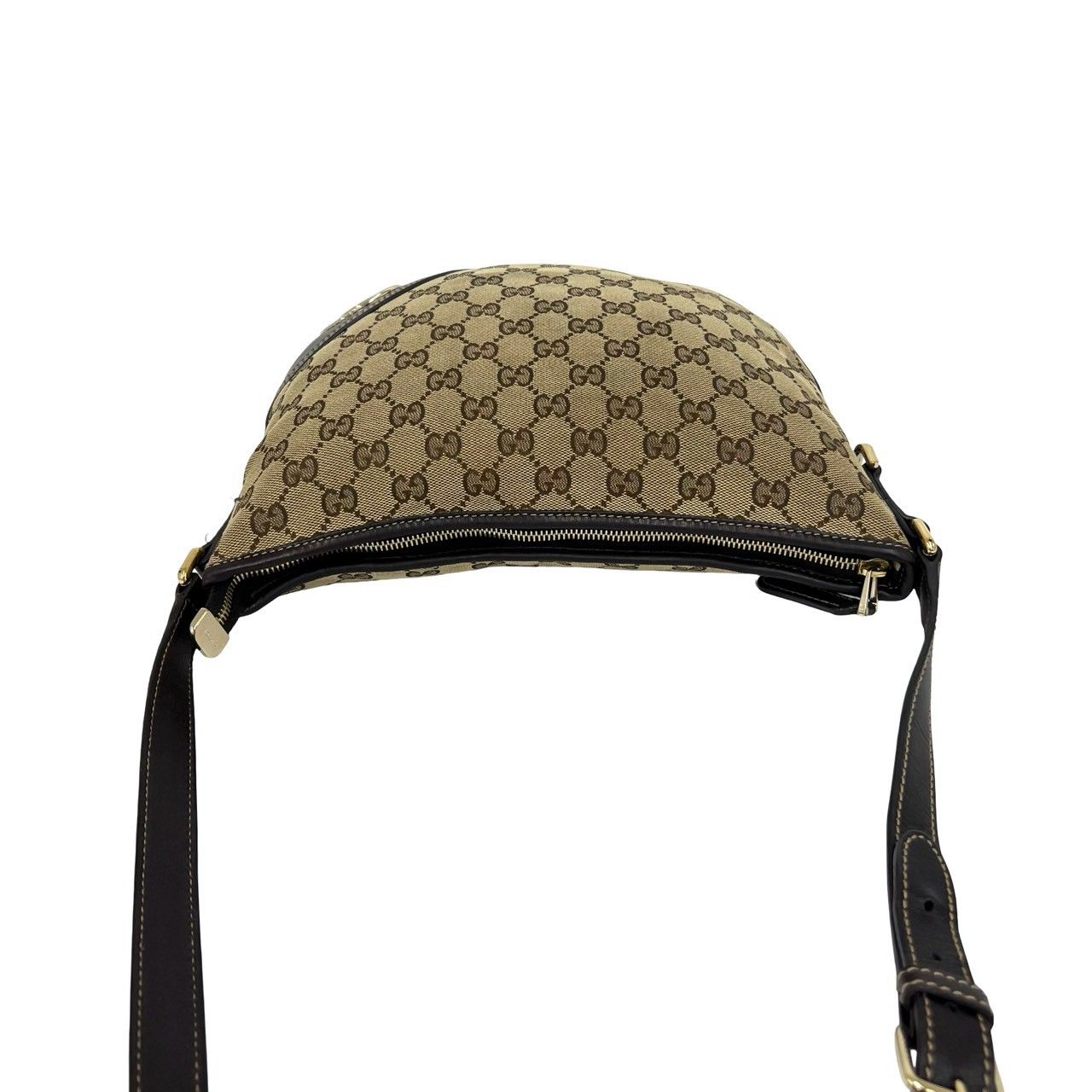 極 美品 袋付き GUCCI グッチ GG 柄 ロゴ 金具 キャンバス レザー 本革 