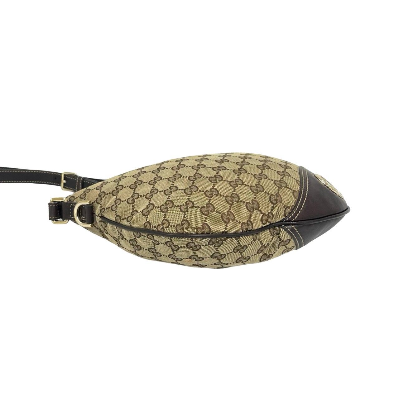極 美品 袋付き GUCCI グッチ GG 柄 ロゴ 金具 キャンバス レザー 本革 