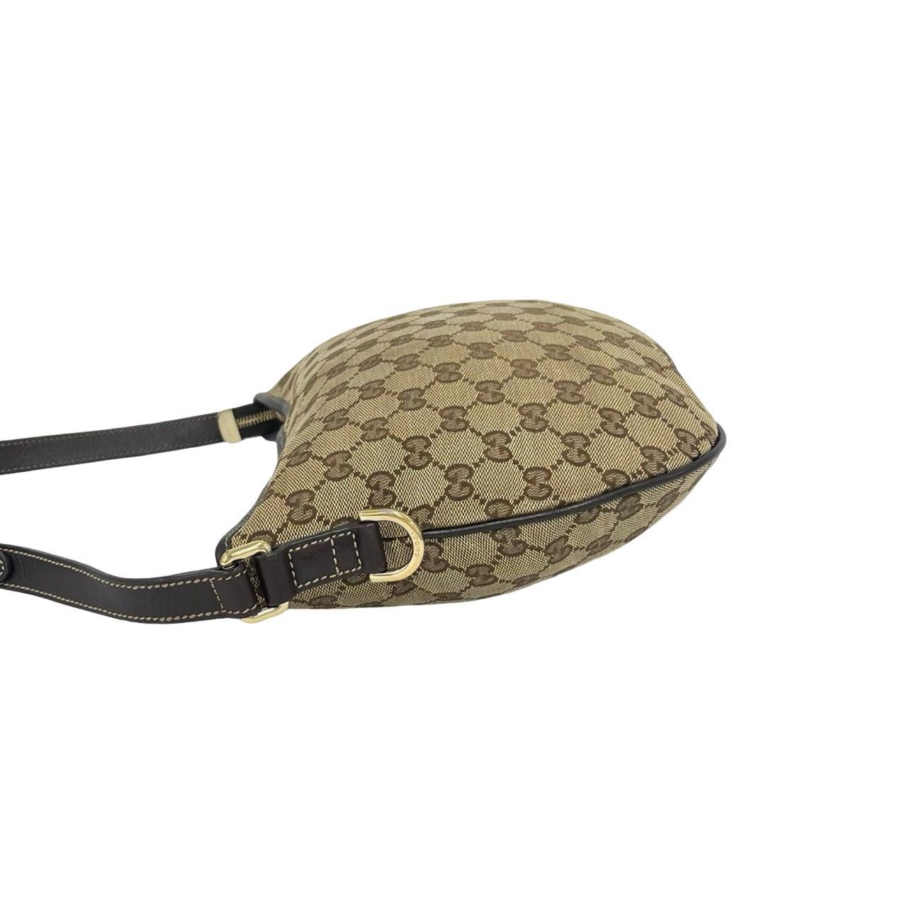極 美品 袋付き GUCCI グッチ GG 柄 ロゴ 金具 キャンバス レザー 本革 