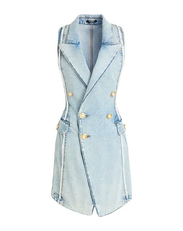 バルマン レディース トップス ワンピース デニムドレス BALMAIN Blue ブルー