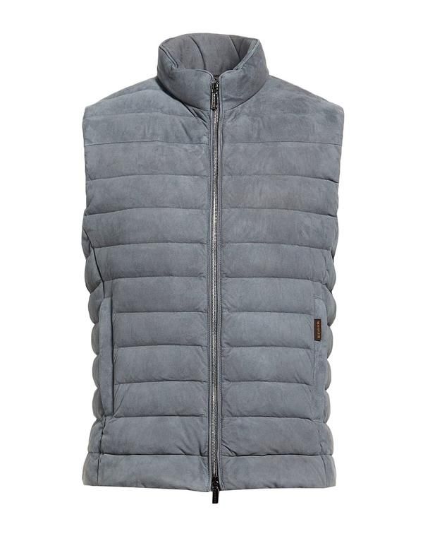 ムーレー メンズ アウター ジャケット・ブルゾン レザーブルゾン MOORER Blue Gray グレー