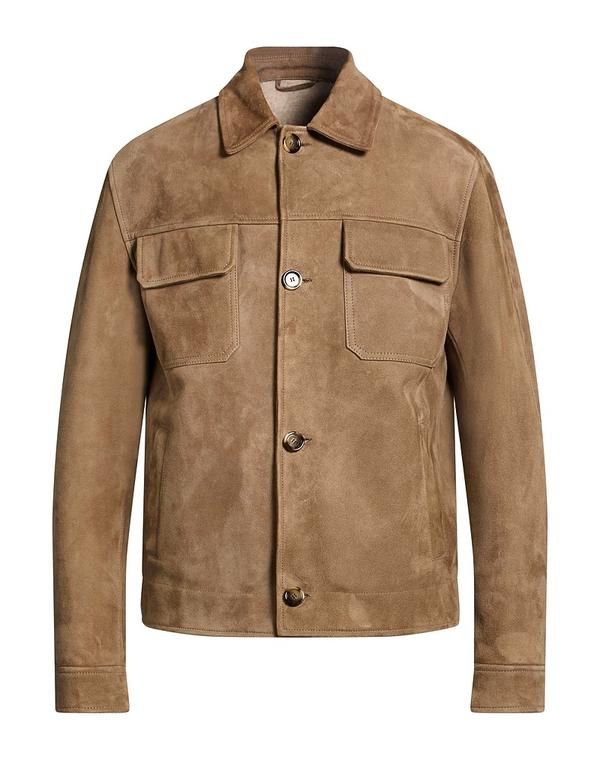 ラルディーニ メンズ アウター ジャケット・ブルゾン レザーブルゾン LARDINI Khaki カーキ