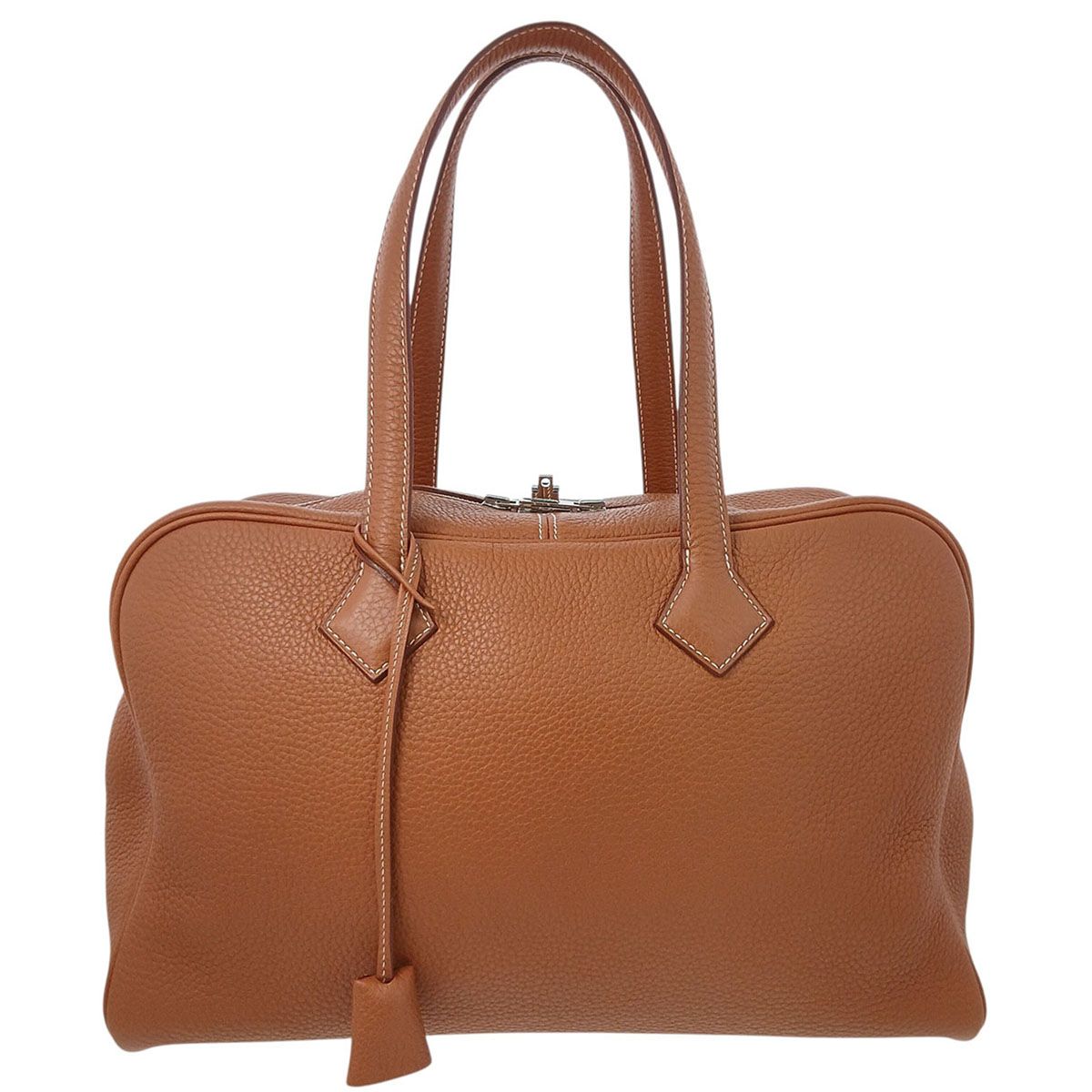 HERMES エルメス ヴィクトリア 35 ハンドバッグ レディース トリヨンクレマンス ゴールド T(2015)刻印 中古
