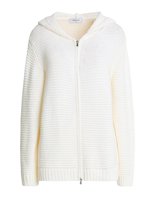グランサッソ レディース アウター カーディガン ファスナー付きニット GRAN SASSO Ivory アイボリー