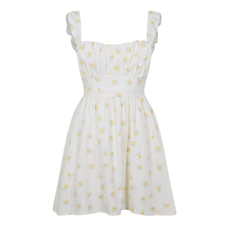 ジャック ウィルス レディース トップス ワンピース Jack Wills Patterned Tie Back Dress Lemon Print