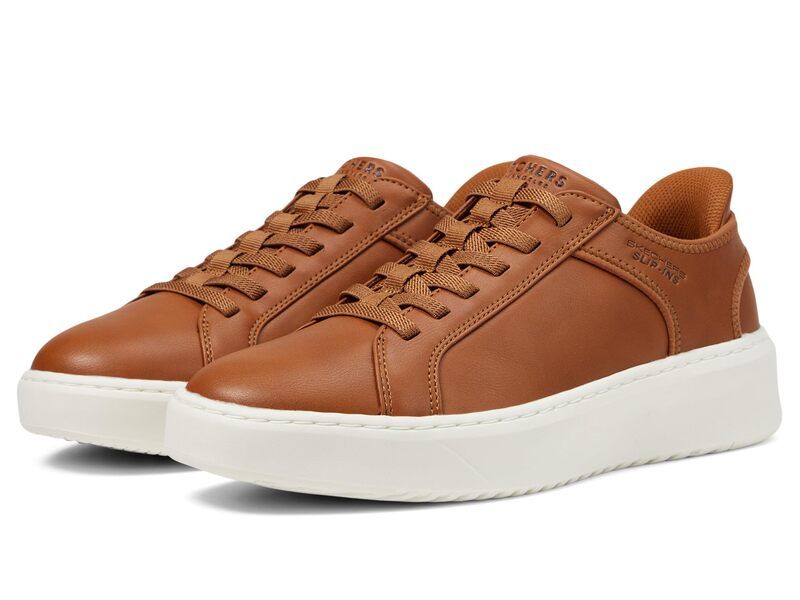 スケッチャーズ メンズ シューズ スニーカー SKECHERS Court Break Double Vented Hands Free SlipIns Cognac