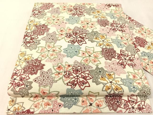平和屋着物●九寸名古屋帯　型染め　舞桜　正絹　逸品　CABK4515vp