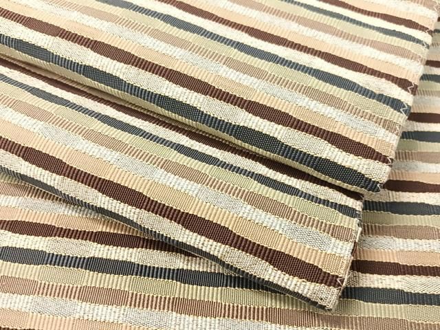 平和屋着物●八寸名古屋帯　綴れ　めがね織　よろ縞　金糸　正絹　逸品　未使用　CABK4556vp