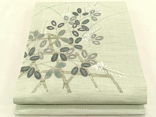 平和屋着物＊夏物　九寸開き名古屋帯　作家物　手描き　籬萩文　麻　逸品　CABK1409fb