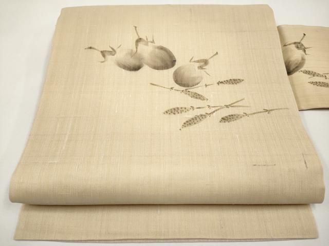 平和屋着物＊夏物　九寸名古屋帯　作家物　手描き　紬地　成り物　正絹　逸品　未使用　CABK1718tx 23,660円