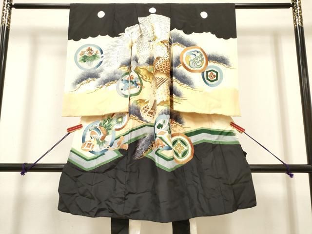 平和屋着物[]お宮参り　男の子　祝着　産着　初着　のしめ　駒刺繍　鷹　鷲　笠松　家紋散らし　逸品　DABH5296ea 16,380円