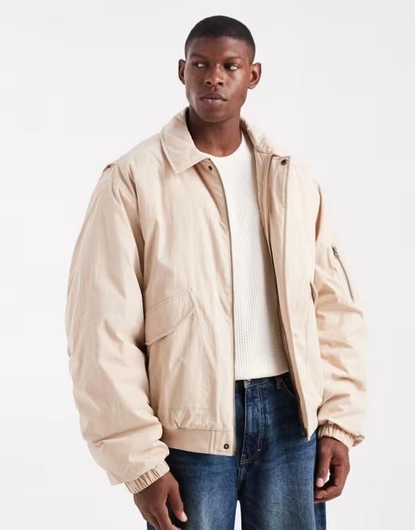 
2000
エイソス メンズ アウター ジャケット・ブルゾン ジャケット ASOS DESIGN bomber jacket in stone STONE ストーン
