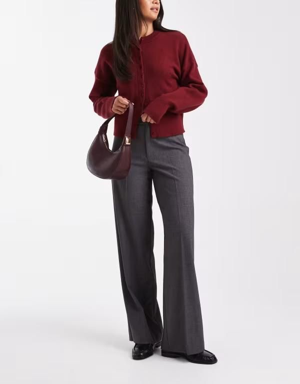 ヴェロモーダ レディース ボトムス カジュアルパンツ ストレート パンツ Vero Moda straight leg dress pants with creased front in dark h