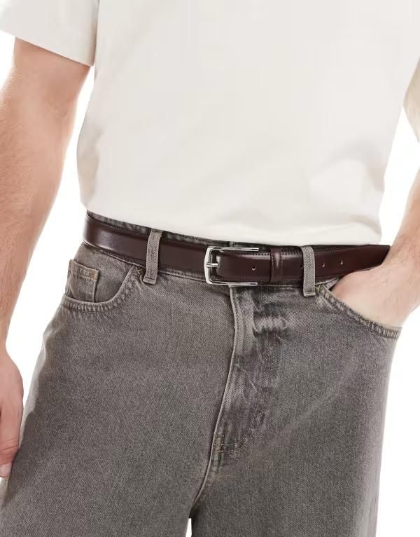 ジャック アンド ジョーンズ メンズ アクセサリー ベルト レザー Jack Jones leather belt Brown stone ブラウン