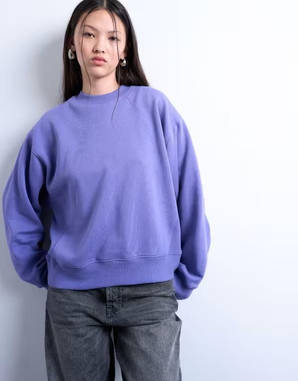 トップショップ レディース アウター パーカー・スウェット スウェット シャツ Topshop ultimate sweatshirt PURPLE パープル