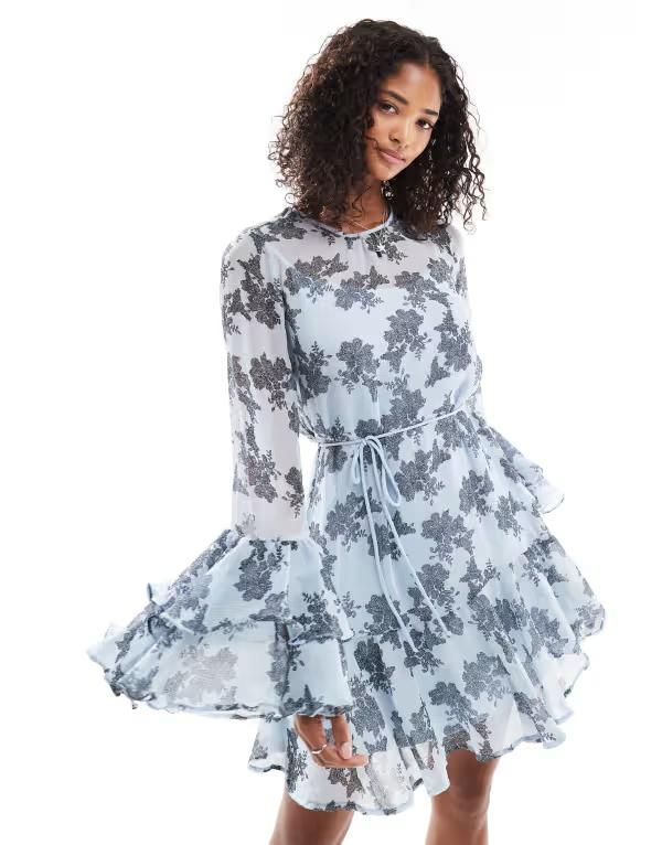 ヴェロモーダ レディース トップス ワンピース シフォン ミニワンピース フラワー柄 プリント フリル ミニ フラワー Vero Moda chiffon ruffle sleeve boho min 9,734円