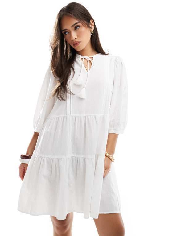 ヴェロモーダ レディース トップス ワンピース ミニワンピース ミニ Vero Moda smock mini dress Snow White ホワイト