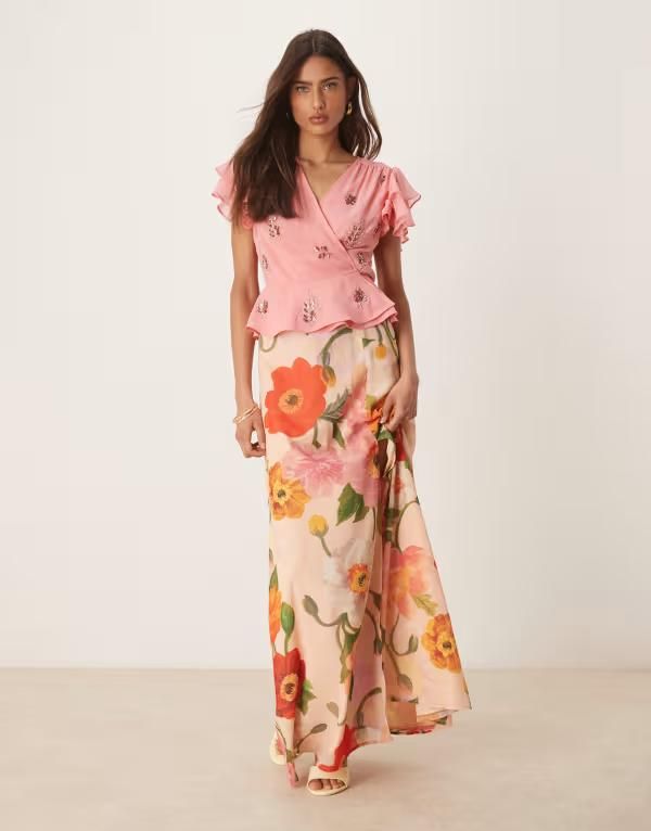 ホープ＆アイビー レディース ボトムス スカート ハイウエスト マキシ Hope Ivy high waist thigh slit maxi skirt multi part of a set Pe 18,485円