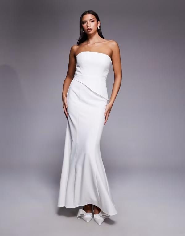 ジャーロ レディース トップス ワンピース アシンメトリー ストラップレス マキシ Jarlo Lenny Bridal strapless asymmetricorset detail maxi d
