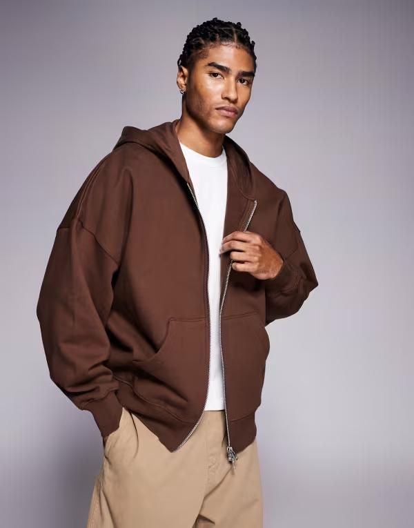 エイソス メンズ アウター パーカー・スウェット ASOS DESIGN premium heavyweight extreme oversized zip up hoodie in 400gsm C