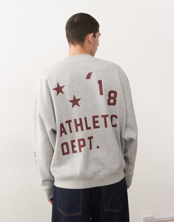 コルージョン メンズ アウター パーカー・スウェット プリント シャツ COLLUSION branded sweatshirt with back and front prints in heath