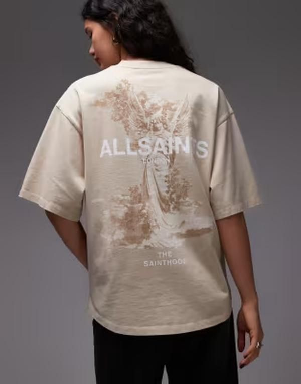 オールセインツ レディース トップス Tシャツ プリント ロゴ グラフィック AllSaints Guardian Amelie graphic logo Tshirt with back print