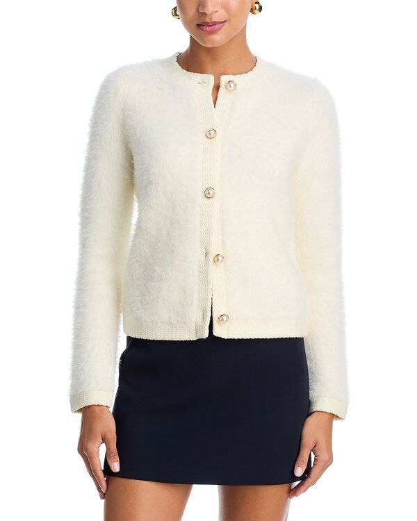 アクア レディース アウター カーディガン AQUA Brushed Pearl Button Cardigan Exclusive Ivory アイボリー