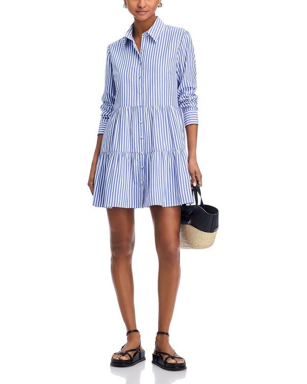 アクア レディース トップス ワンピース ミニ AQUA Striped Mini Dress Exclusive Blue ブルー
