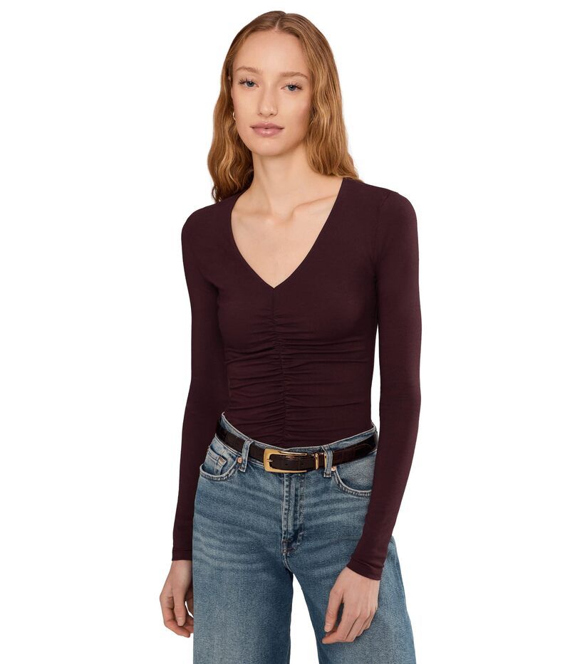 メイドウェル レディース トップス シャツ Vネック Madewell Slinky Vneck Top Dark Pomegranate 10,715円