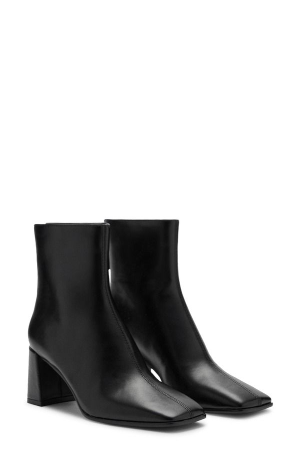 マンゴ レディース シューズ ブーツ・レインブーツ ヒール MANGO Block Heel Bootie Black ブラックブーティ