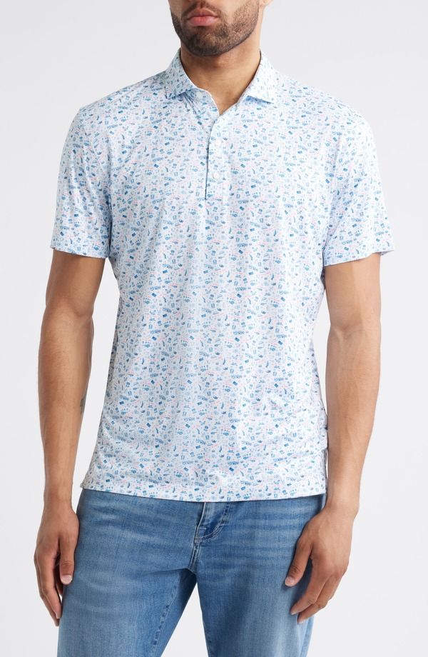 ジョニー オー メンズ トップス シャツ プリント johnnieO Jo Merica Icon Print Featherweight Performance Polo Barracuda