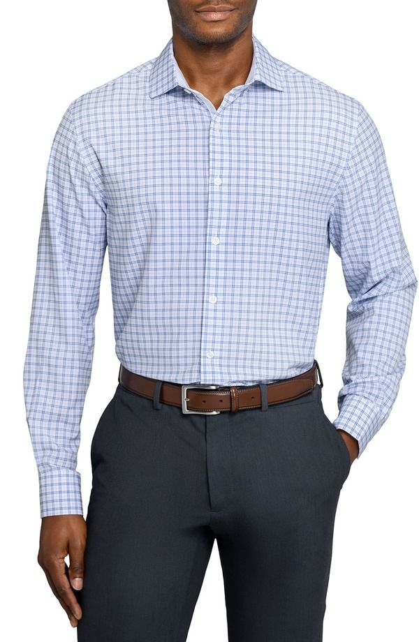 ダブリューアールケー メンズ トップス シャツ スリムフィット WRK Slim Fit Blue Check Performance Dresshirt White Blue ホワイト