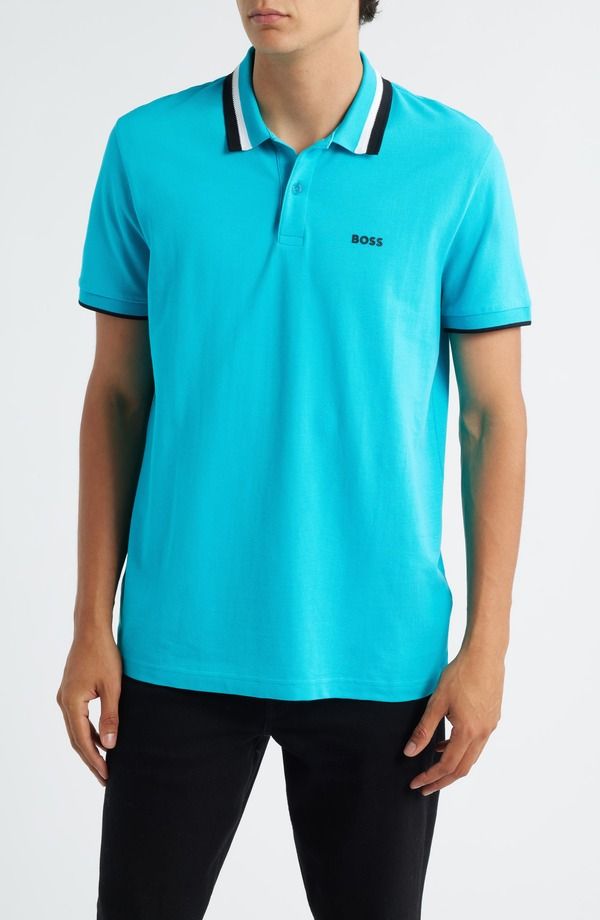 ボス メンズ トップス ポロシャツ コットン BOSS Paddy Tipped Cotton Polopen Blue ブルー 28,324円