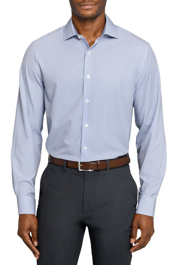 ダブリューアールケー メンズ トップス シャツ レギュラーフィット WRK Regular Fit Octagon Geo Performance Dresshirt White Blue ホワイト