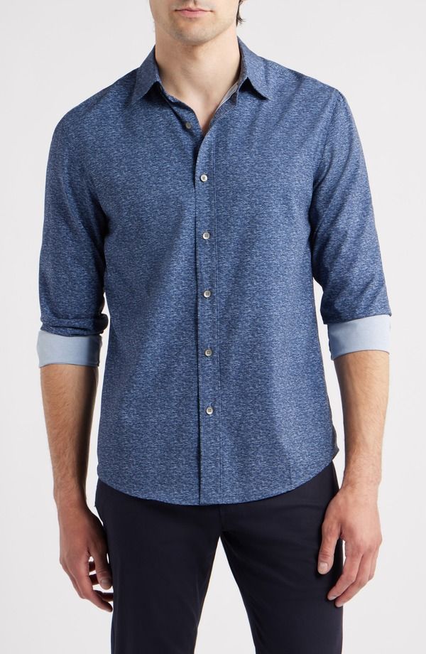 ダブリューアールケー メンズ トップス シャツ WRK Trim Fit Mlange Performance ButtonUp Shirt Navy ネイビー 27,936円