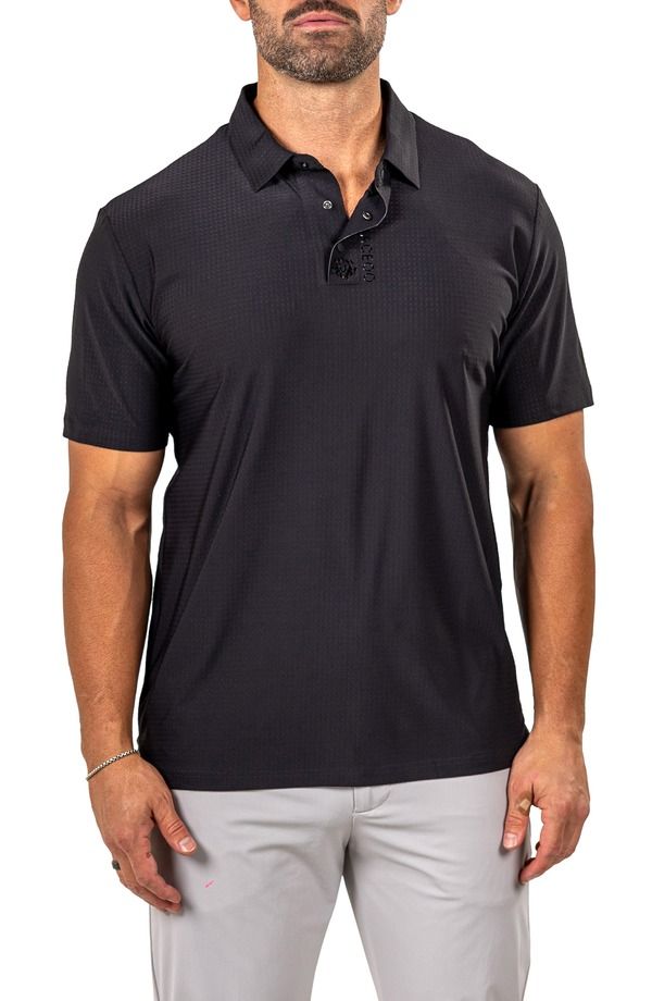マセオ メンズ トップス ポロシャツ ナイロン Maceoo Golfascension Stretch Nylon Polo Black ブラック