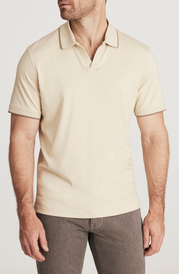 ３４ヘリテージ メンズ トップス ポロシャツ コットン 34 Heritage Riviera Tipped Pima Cotton Polo Castle Wall