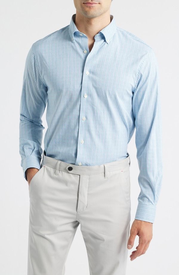 ジョニー オー メンズ トップス シャツ ギンガムチェック ダウン ギンガム johnnieO Koby Gingham Performance ButtonDown Shirt Haze