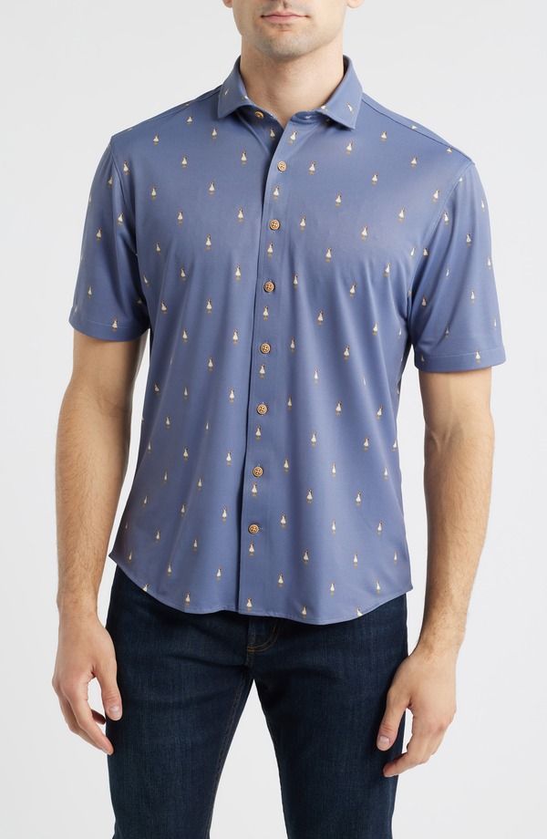 ジョニー オー メンズ トップス シャツ プリント johnnieO Hula Dance Print Short Sleeve ButtonUp Shirt Navy ネイビー 31,070円