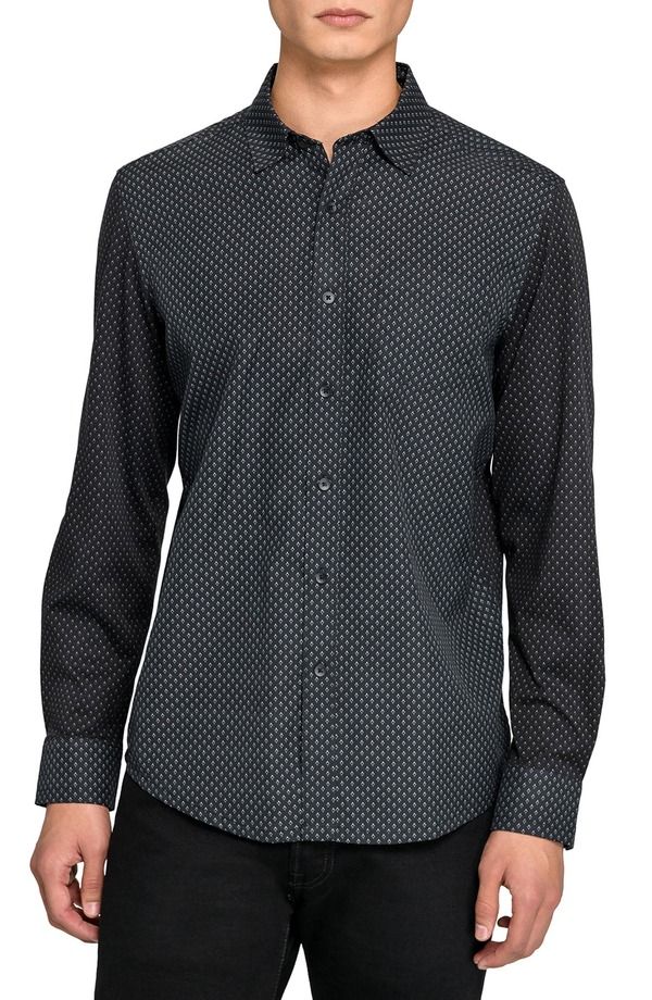 ダブリューアールケー メンズ トップス シャツ スリムフィット プリント コットン WRK Reworked Slim Fit Black Diamond Print Cotton ButtonUp 31,070円