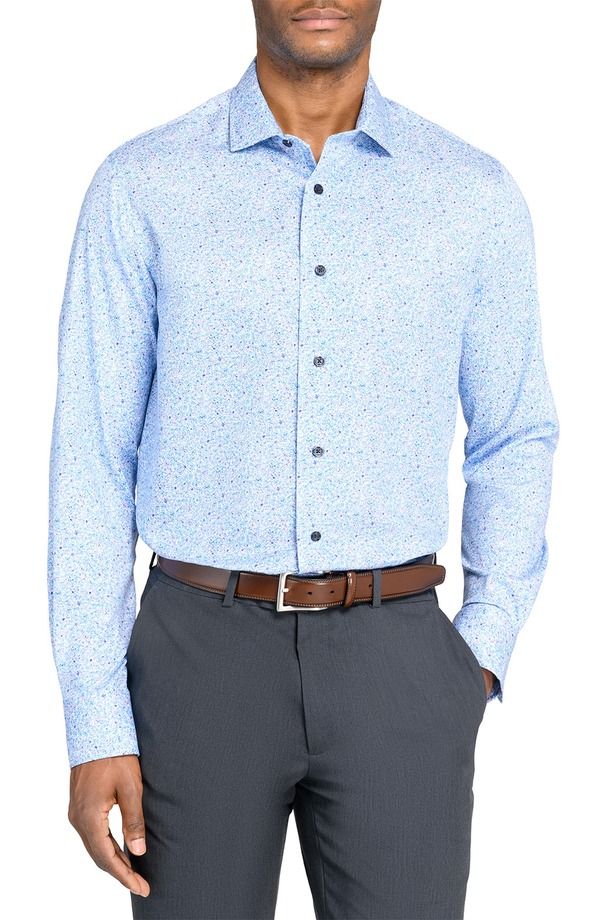 ダブリューアールケー メンズ トップス シャツ スリムフィット フラワー柄 フラワー WRK Slim Fit Floral Reworkedresshirt Blue Purple ブルー