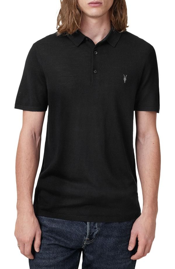 オールセインツ メンズ トップス ポロシャツ ウール AllSaints Mode Merino Wool Polo Black ブラック