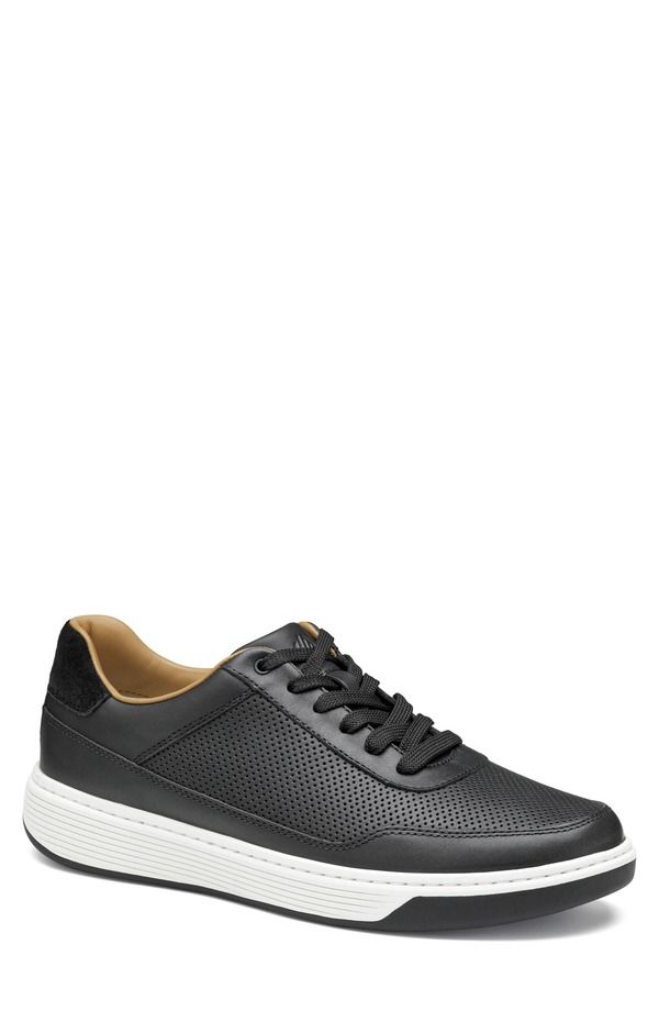 ジョンストンアンドマーフィー メンズ シューズ スニーカー レザー Johnston Murphy Dawson Perforated Leather Sneaker Black Full Grain