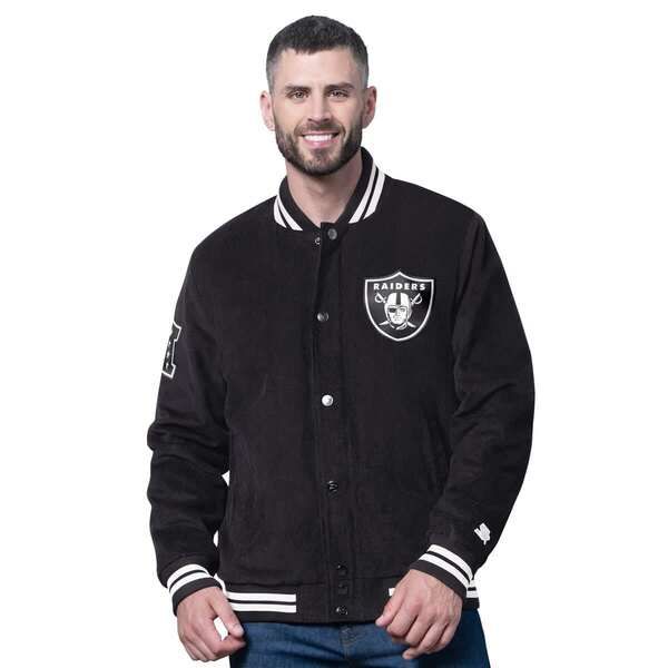 スターター メンズ アウター ジャケット・ブルゾン コーデュロイ Menstarter Black Las Vegas Raiders Blackout Corduroy FullSnap Varsi