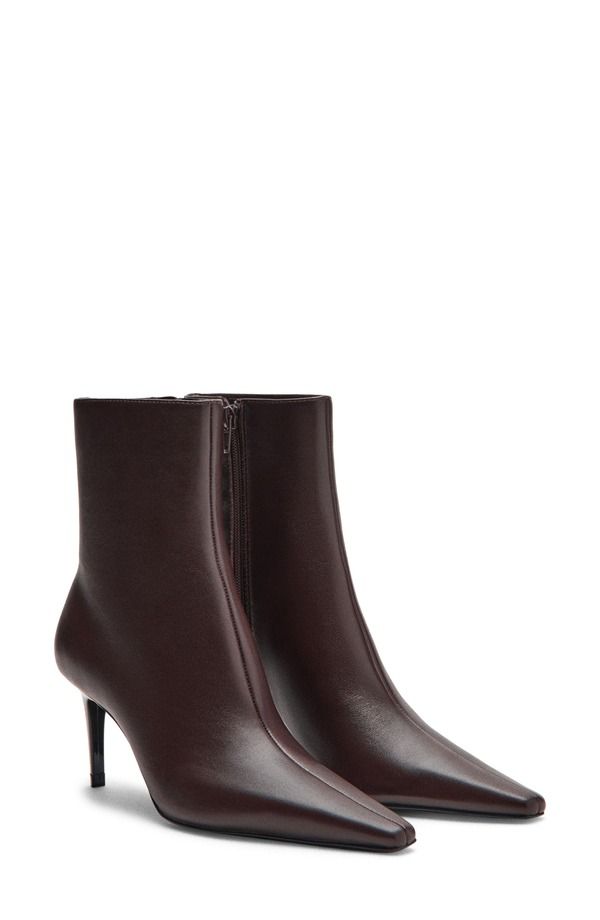 マンゴ レディース シューズ ブーツ・レインブーツ アンクル MANGO Katerina Pointed Toe Ankle Bootie Dark Brown ブラウン
