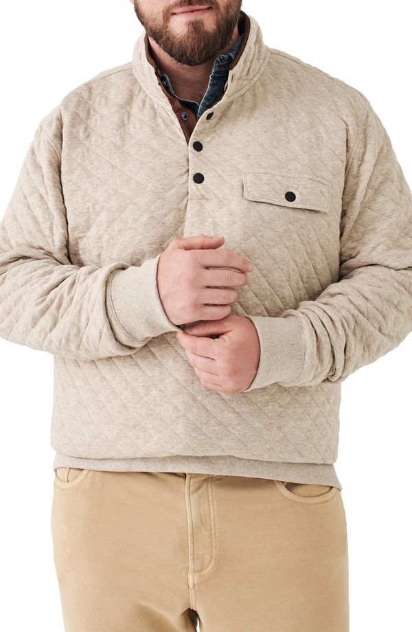 ファレティ メンズ アウター パーカー・スウェット キルティング フリース Faherty Brand Epic Quilted Fleece Pullover Oatmeal Melange オート